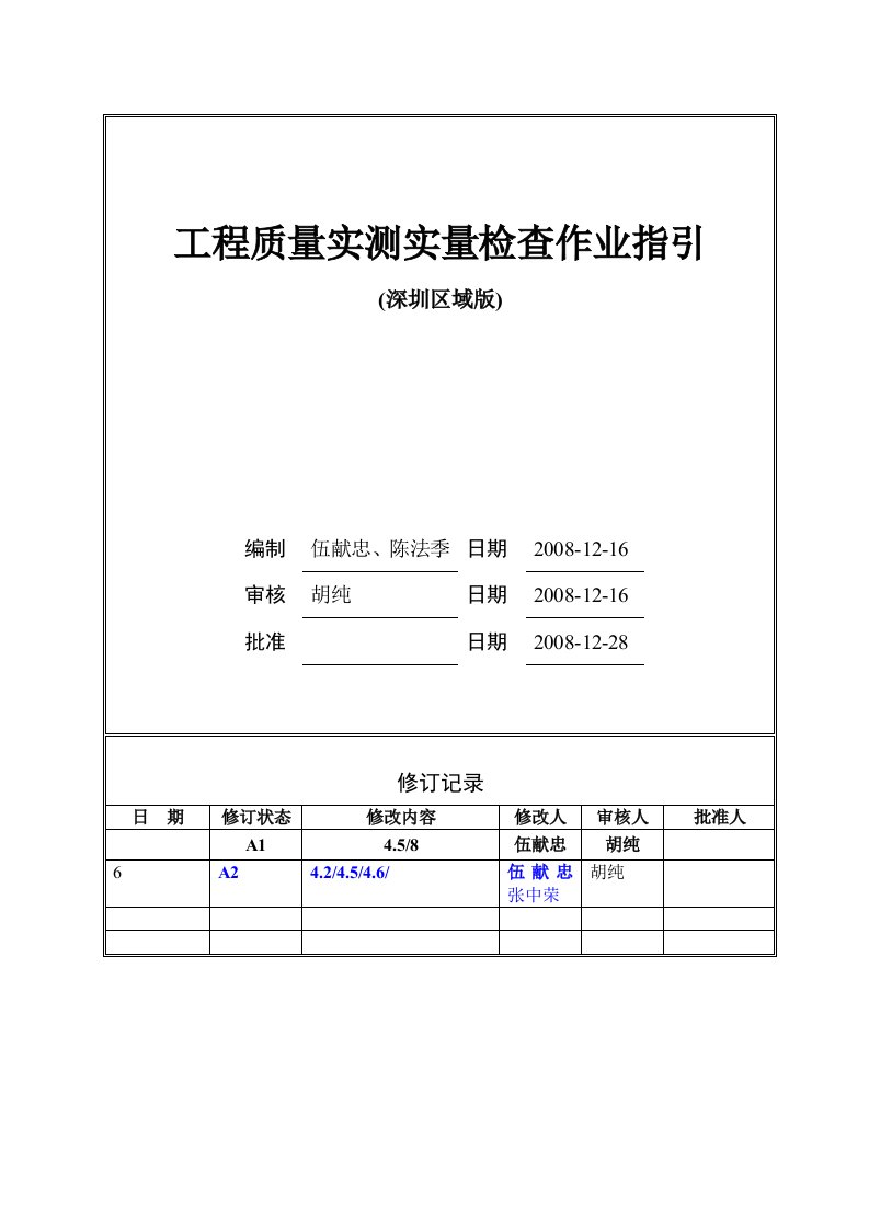 工程质量实测实量检查作业指引