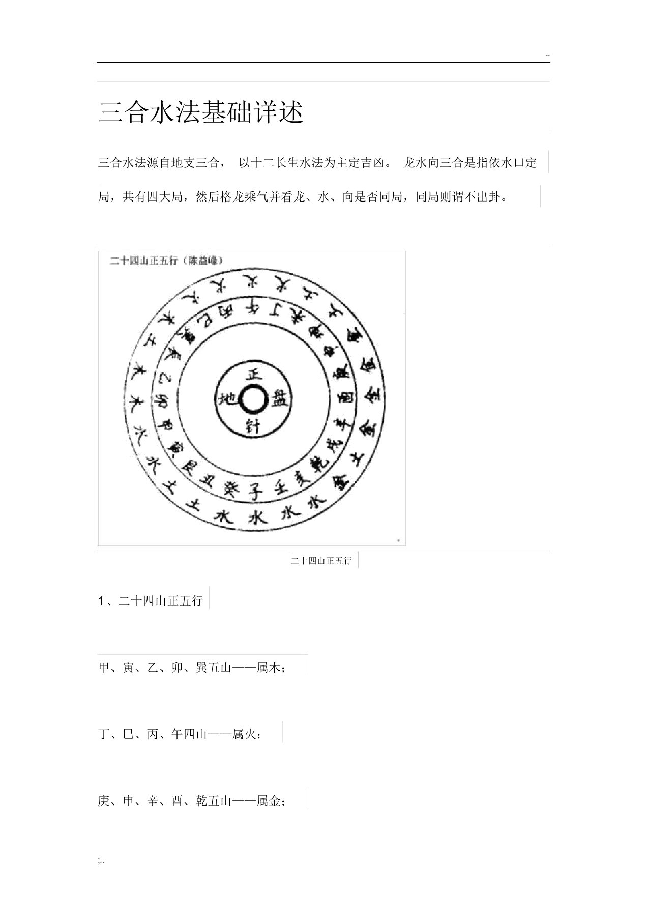 三合水法基础详述