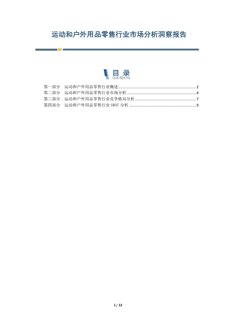 运动和户外用品零售行业市场分析洞察报告-第1篇