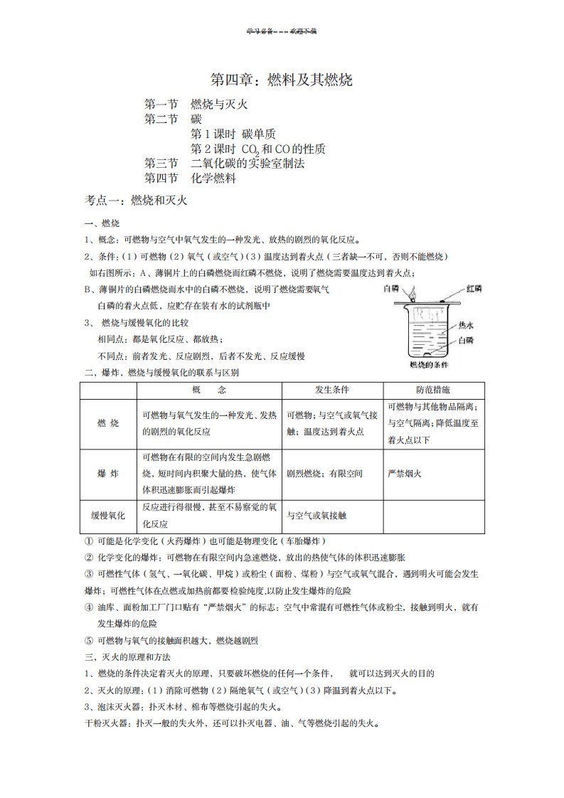 2023年上海初三化学第四章：燃料及其燃烧精品讲义+习题带超详细解析答案1