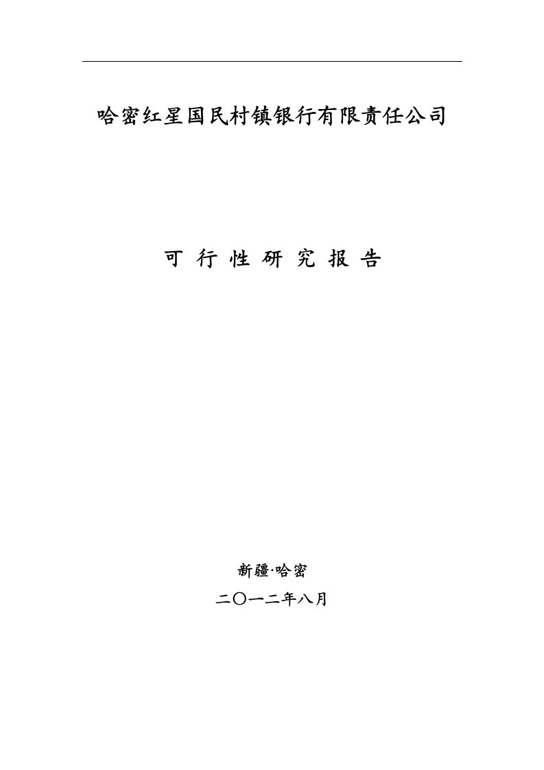 村镇银行项目可行性报告