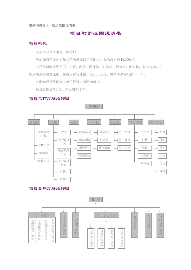 项目初步范围说明书