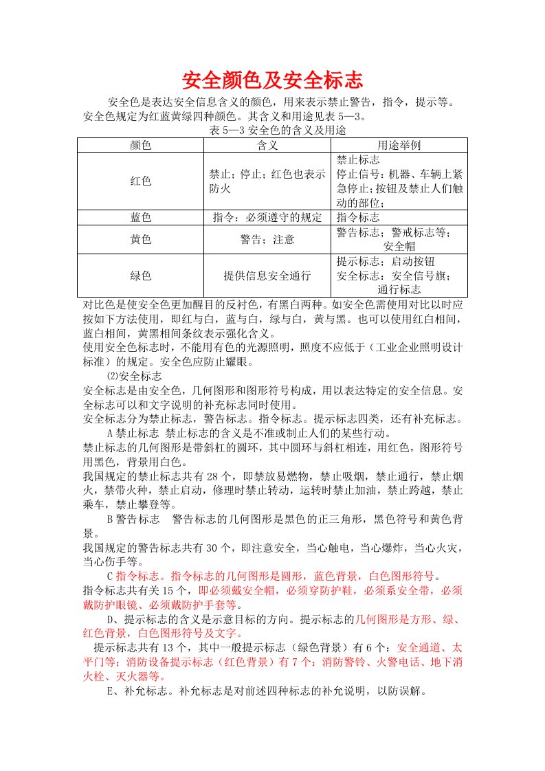 安全颜色及安全标志