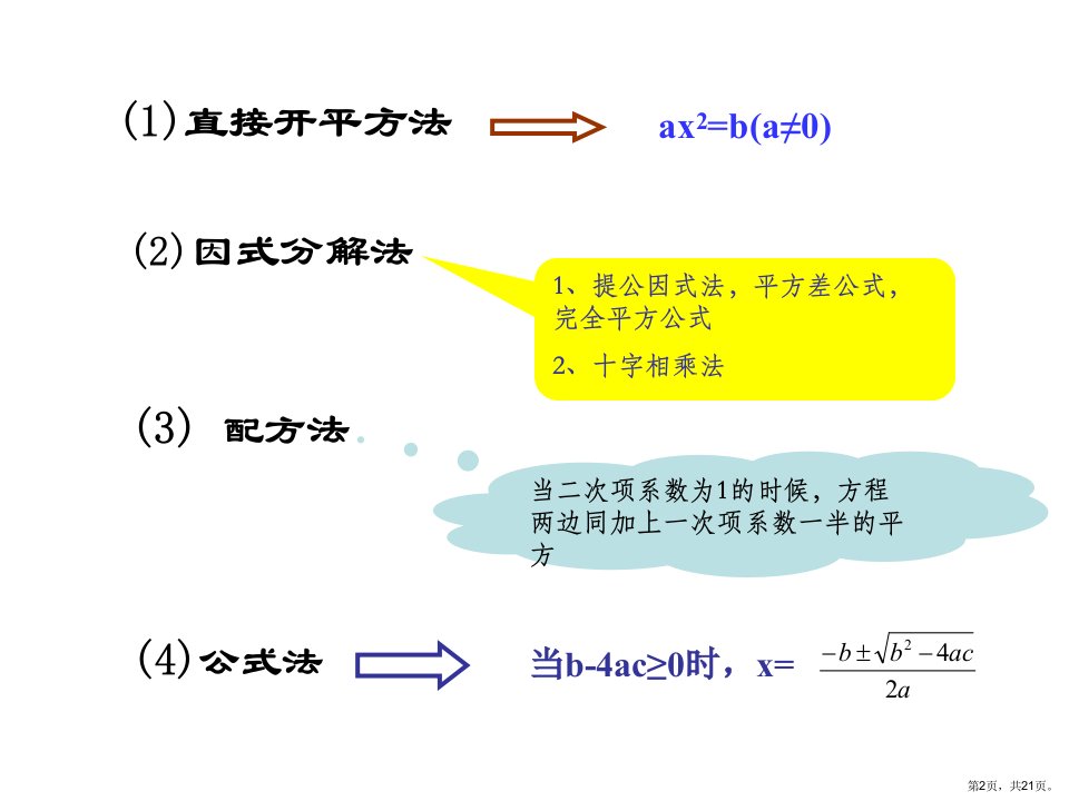 一元二次方程的解法复习教学课件华东师大版