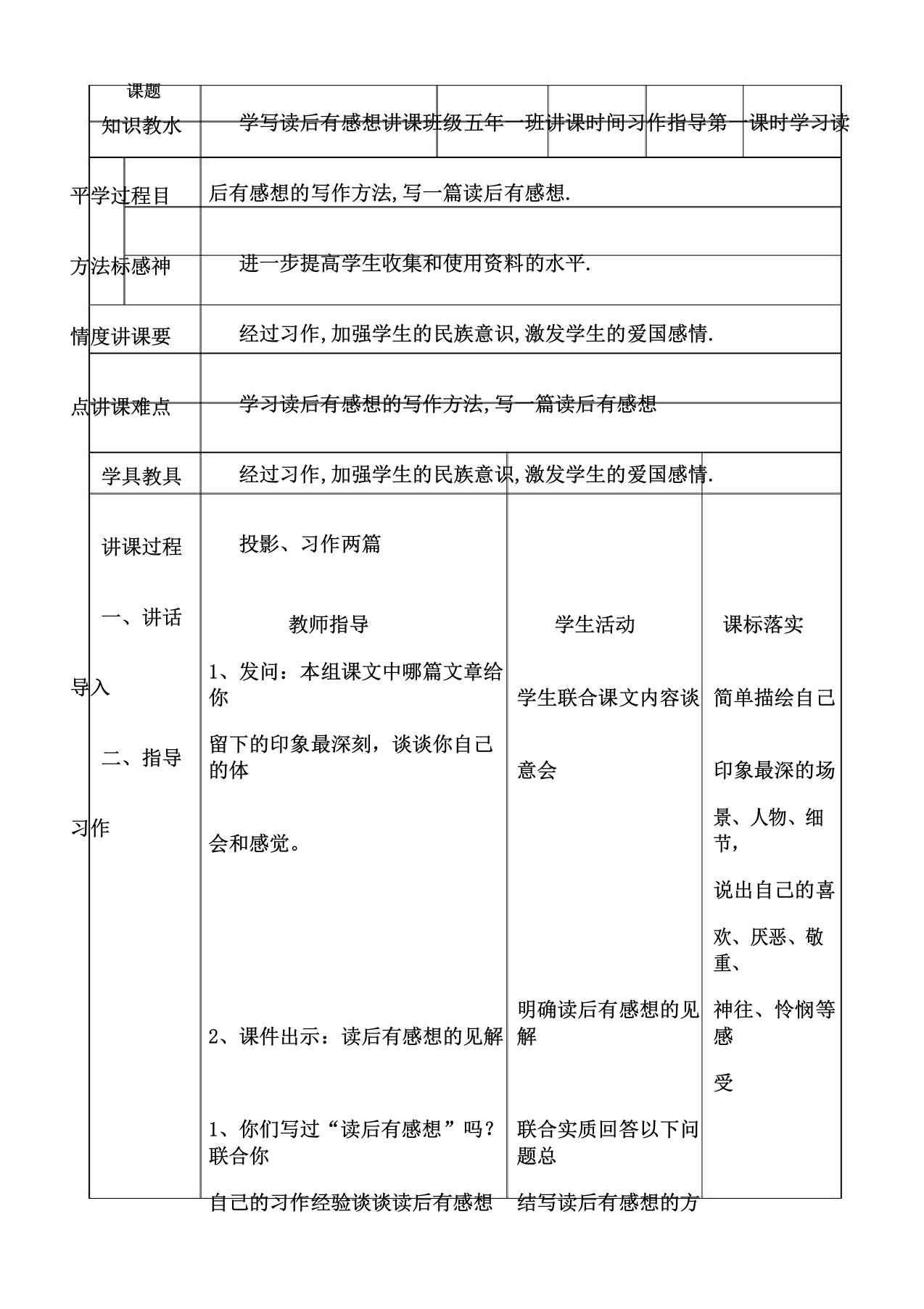 人教版小学语文五年级上册《口语交际习作七习作》教案15