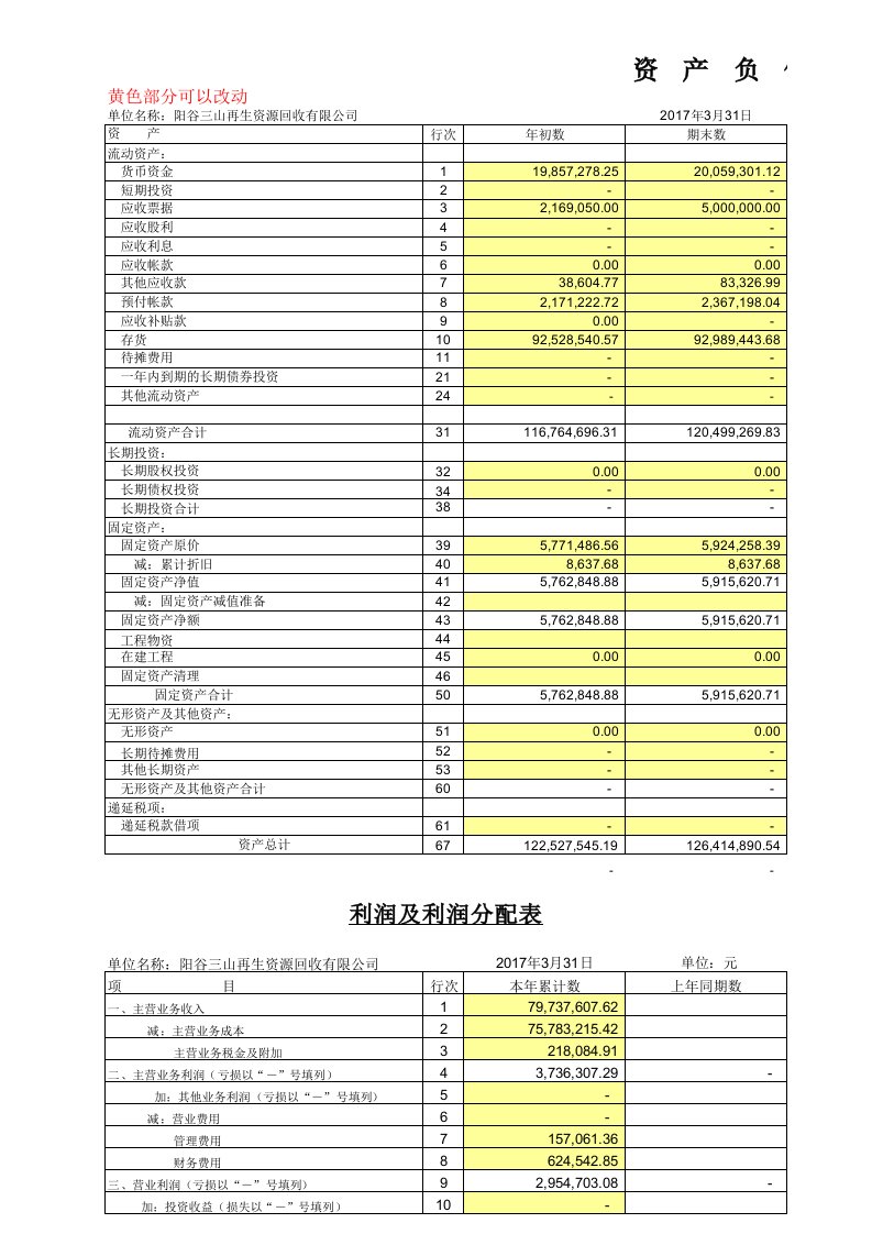 现金流量表自动计算模板