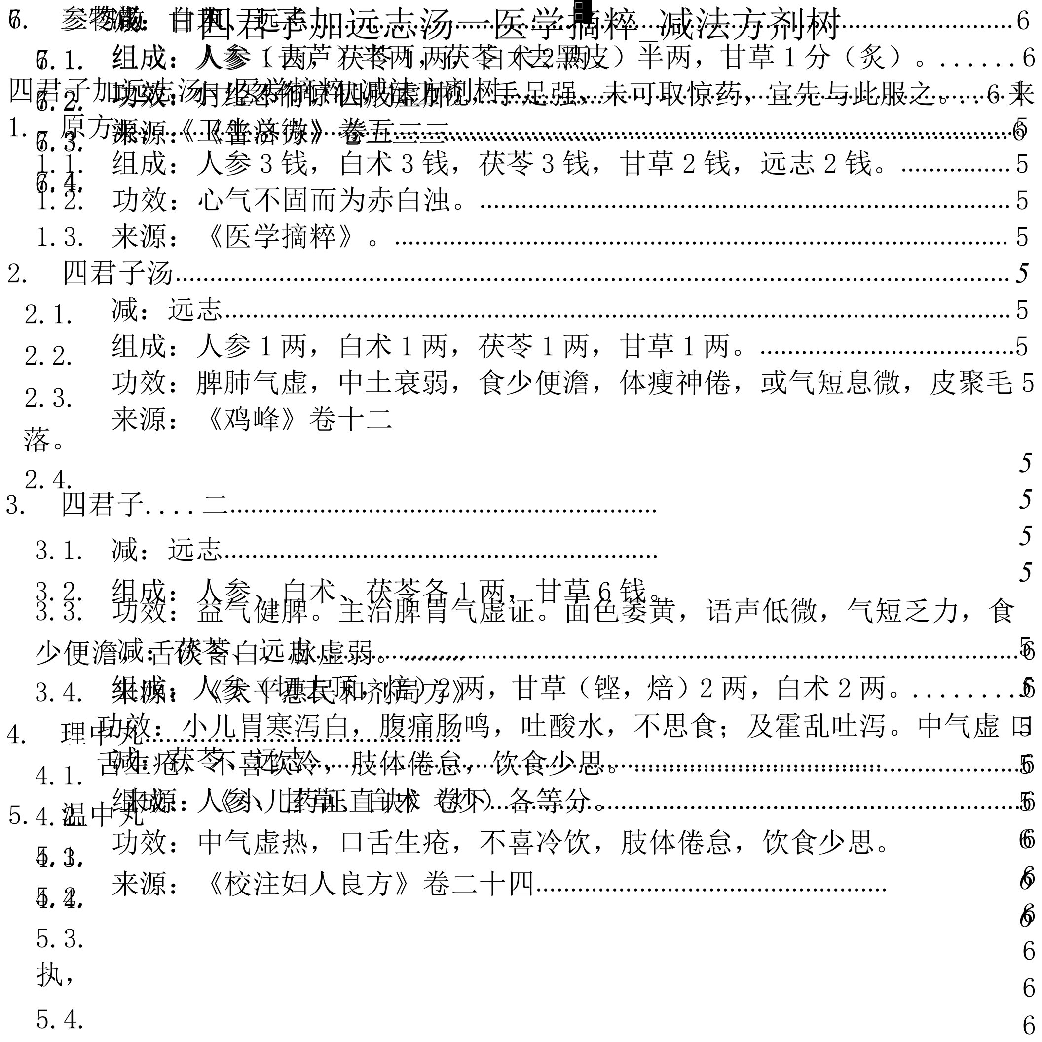 四君子加远志汤_医学摘粹_减法方剂树