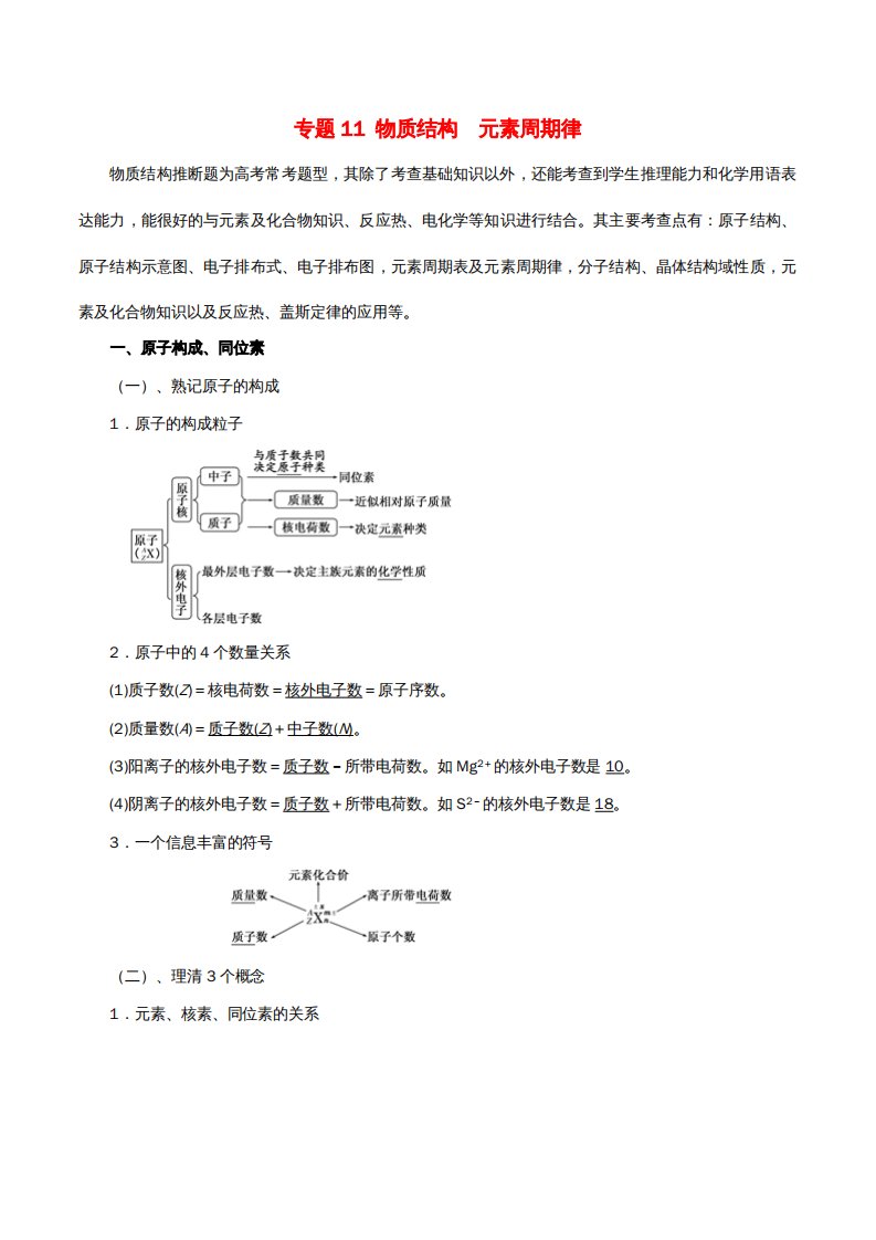 高考化学二轮复习专题11物质结构元素周期律教案[001]