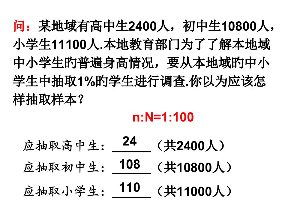 高一数学分层抽样省名师优质课赛课获奖课件市赛课一等奖课件