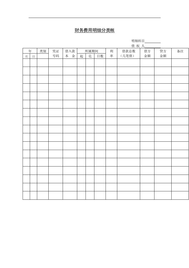 【管理精品】十一、财务费用明细分类帐