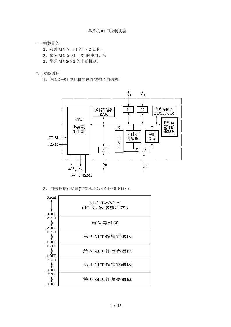 2单片机IO口控制实验实验报告