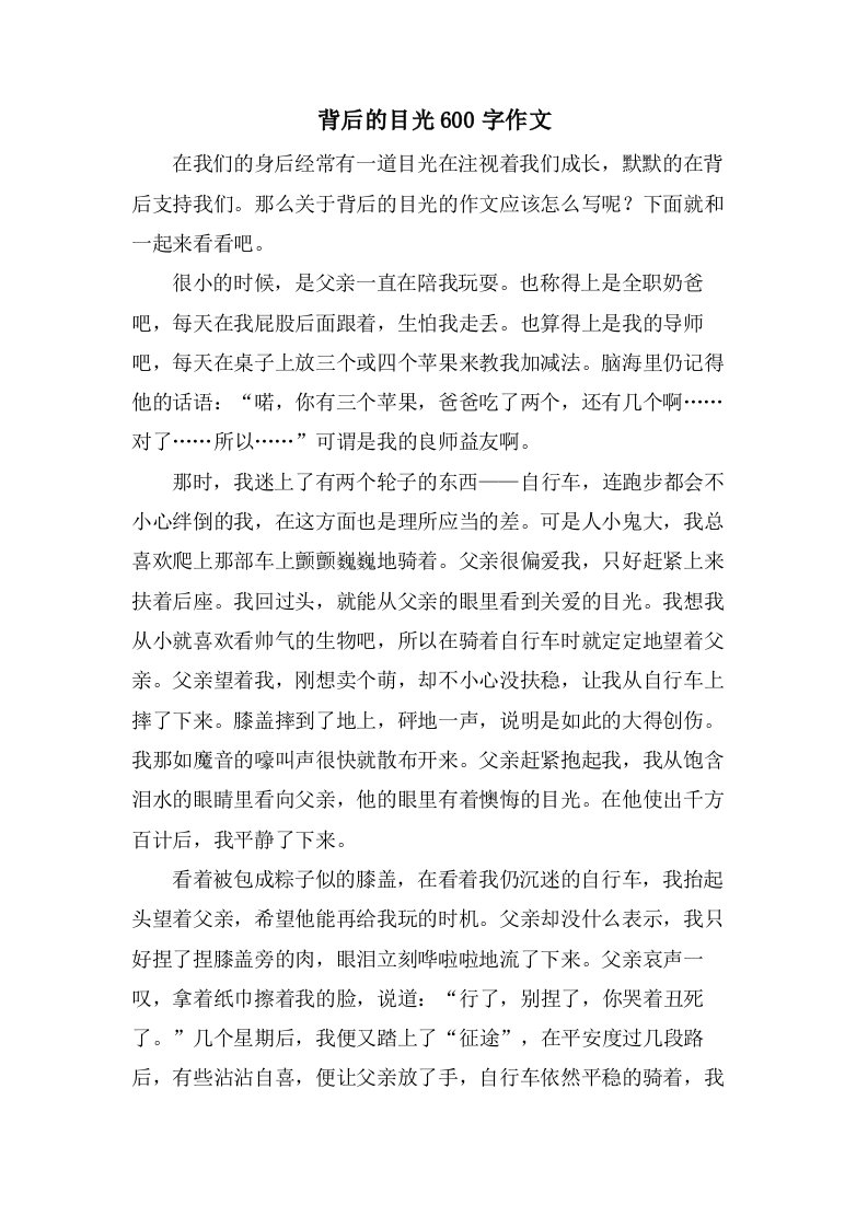 背后的目光600字作文