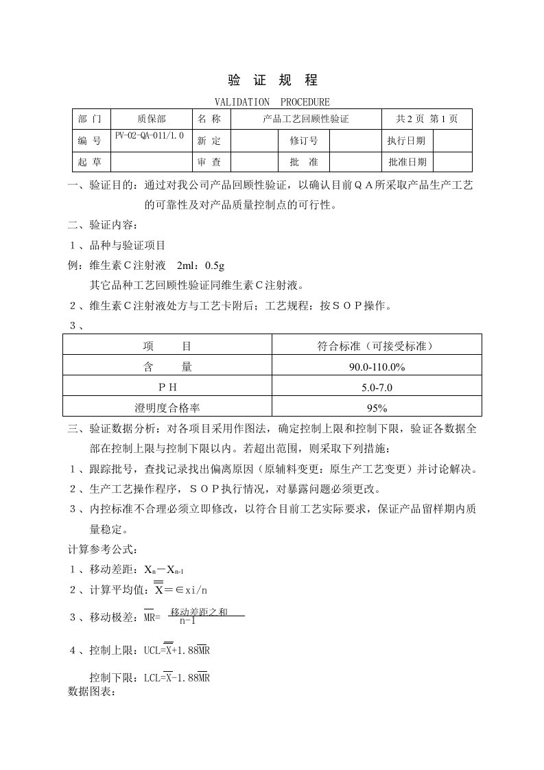 产品工艺回顾性验证