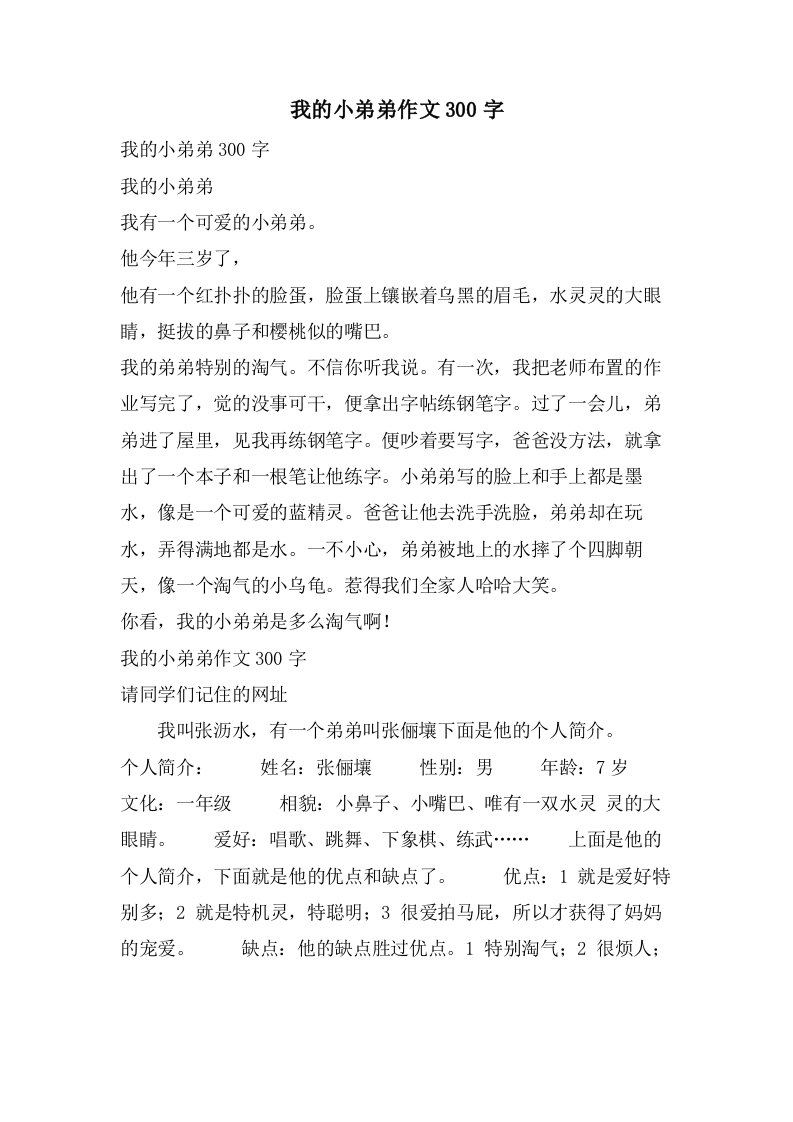 我的小弟弟作文300字