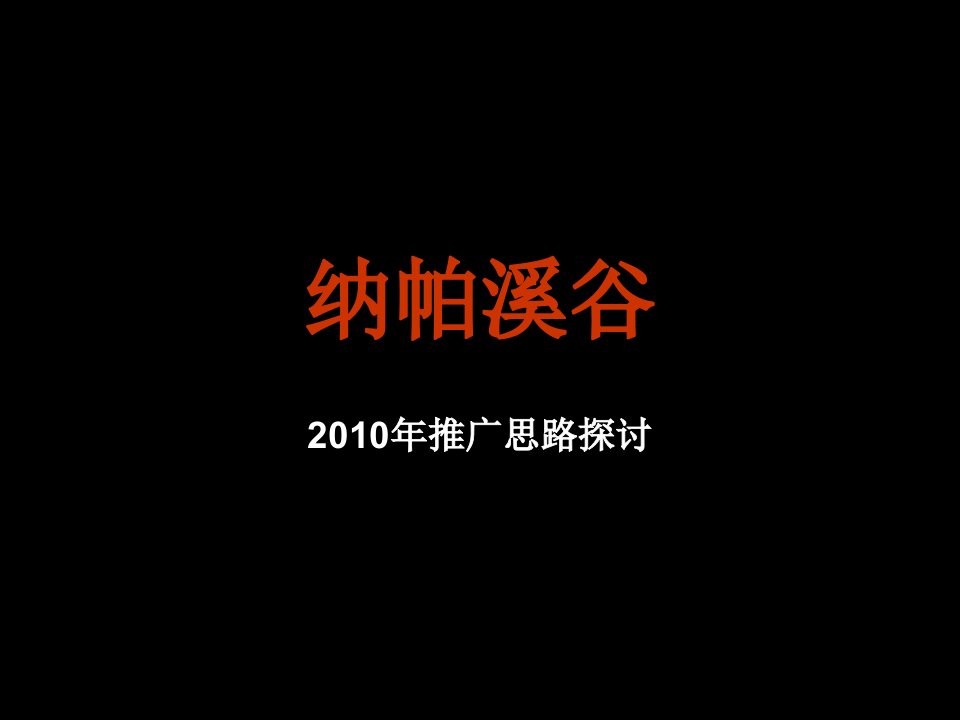 纳帕溪谷XXXX年推广思路