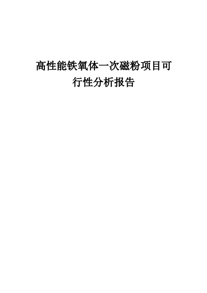 高性能铁氧体一次磁粉项目可行性分析报告