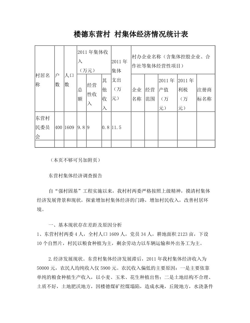 集体经济调查报告