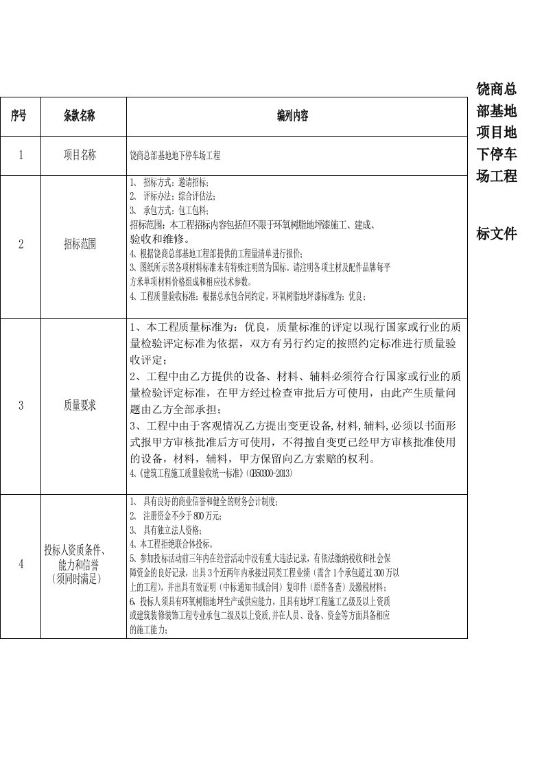 环氧树脂地坪漆招标条件