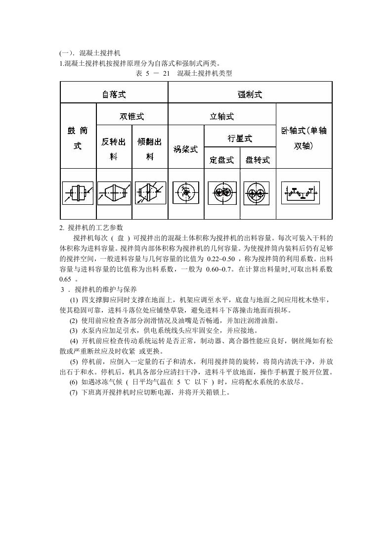 混凝土搅拌机进料与出料