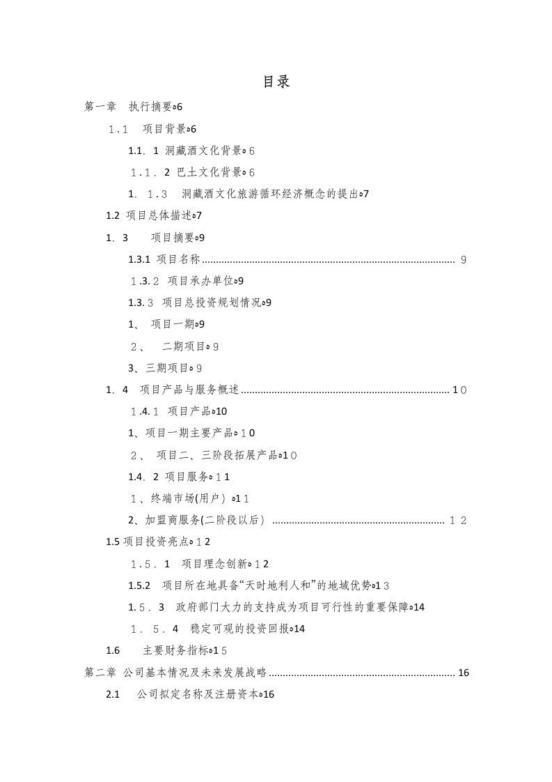 洞藏酒项目商业计划书