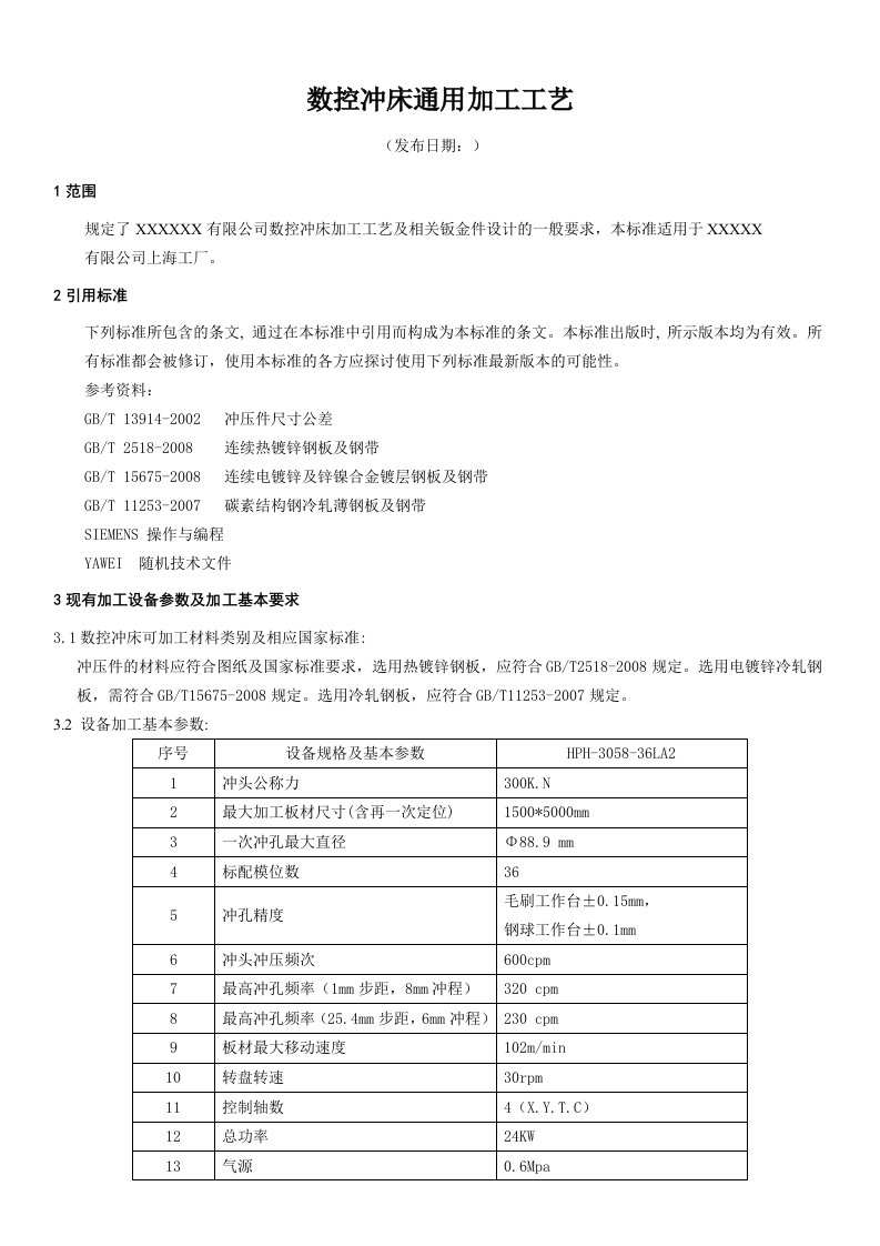 数控冲床通用加工工艺