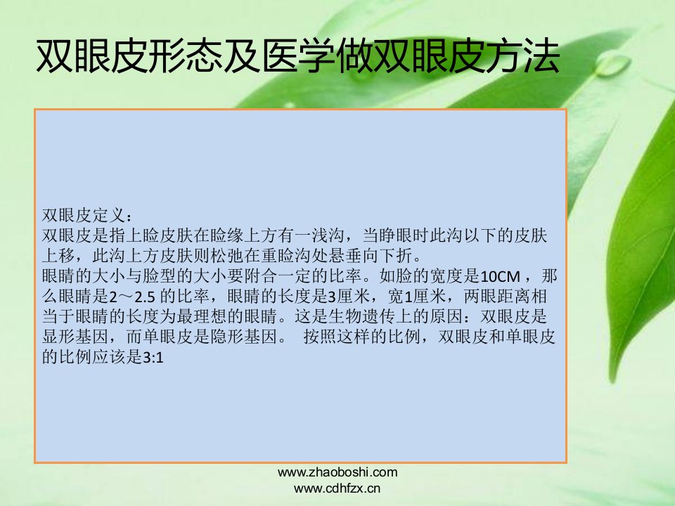 双眼皮形态及医学做双眼皮方法