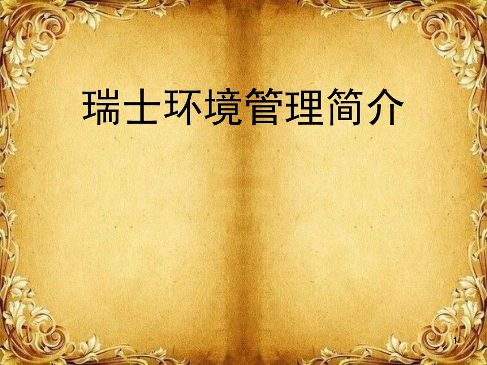 瑞士环境管理简介课堂PPT