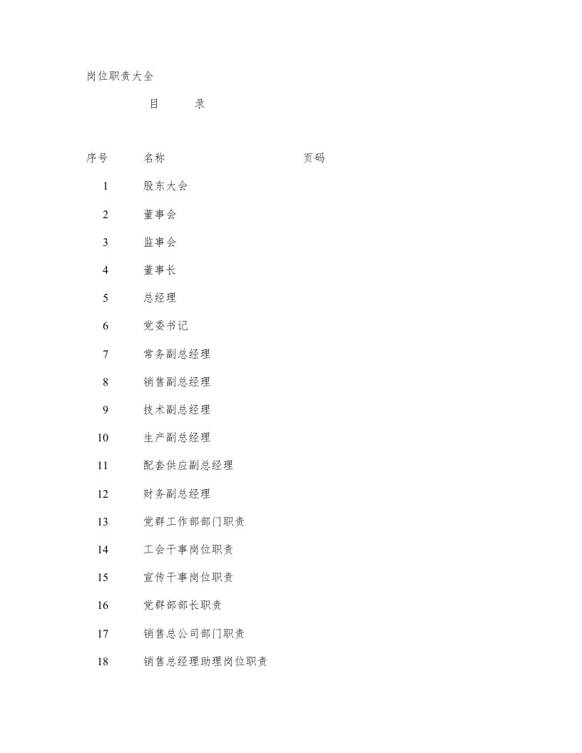 生产制造企业岗位职责大全