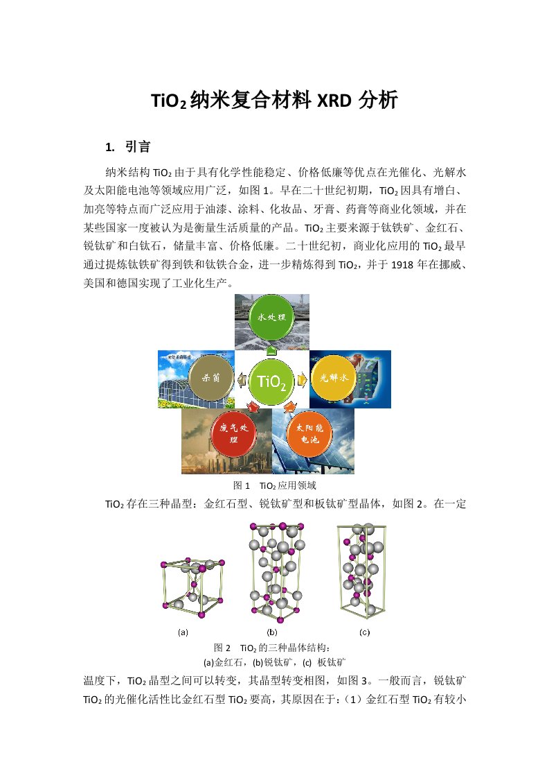 TiO2半导体纳米复合材料XRD分析