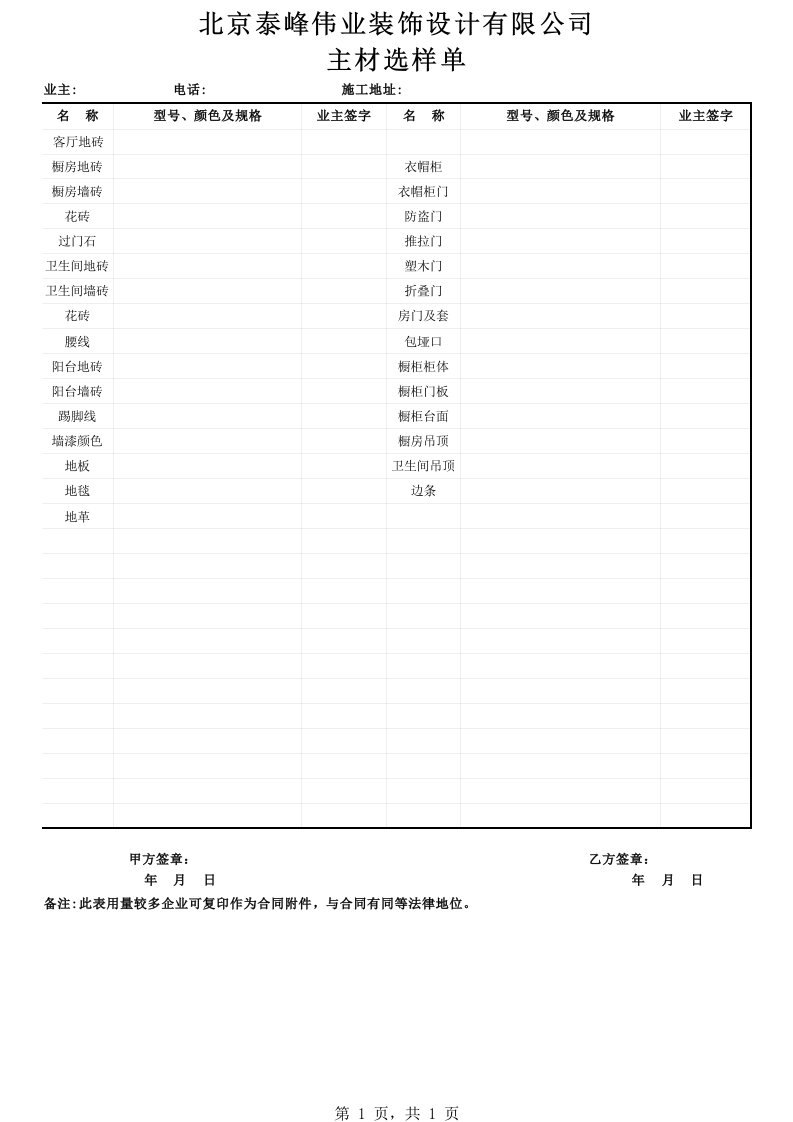 工装办公室装修报价单(包含主材)