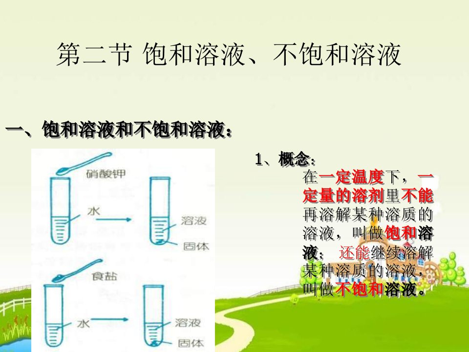 九年级化学饱和和不饱和溶液