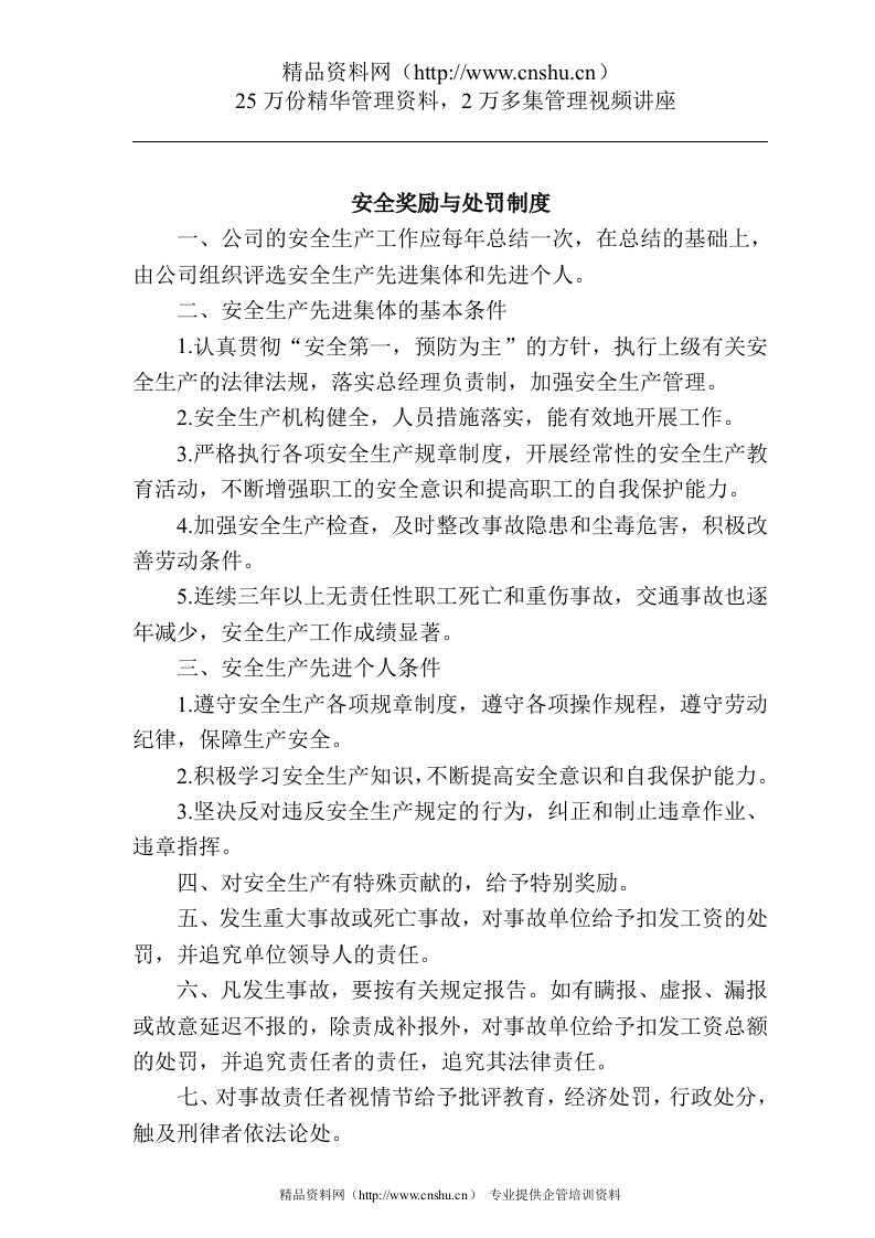 某公司安全奖励与处罚制度范本(1)