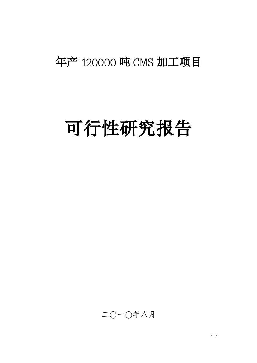 年产120000吨cms加工项目可行性建议书