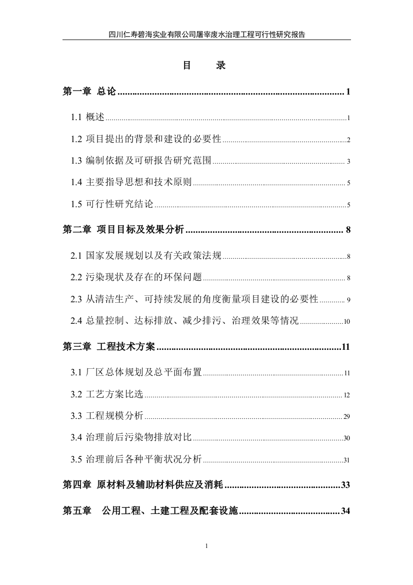 四川仁寿碧海实屠宰废水治理工程可研报告计划书