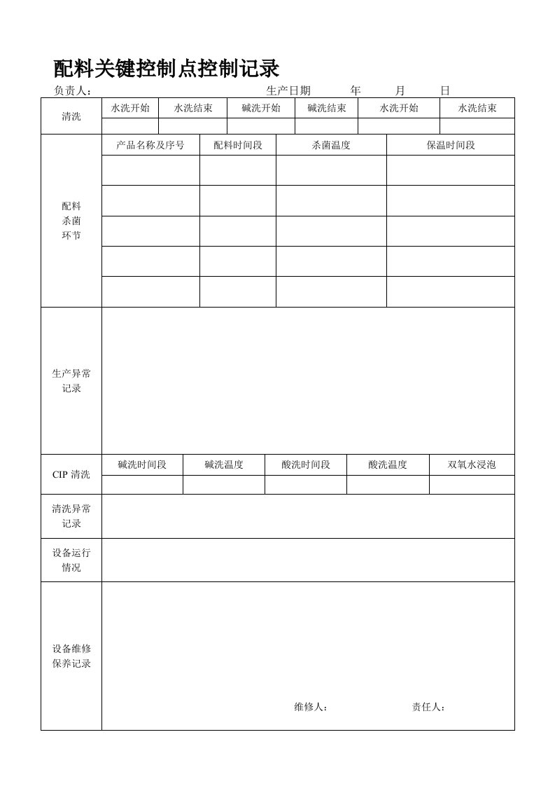 uht关键控制点表格