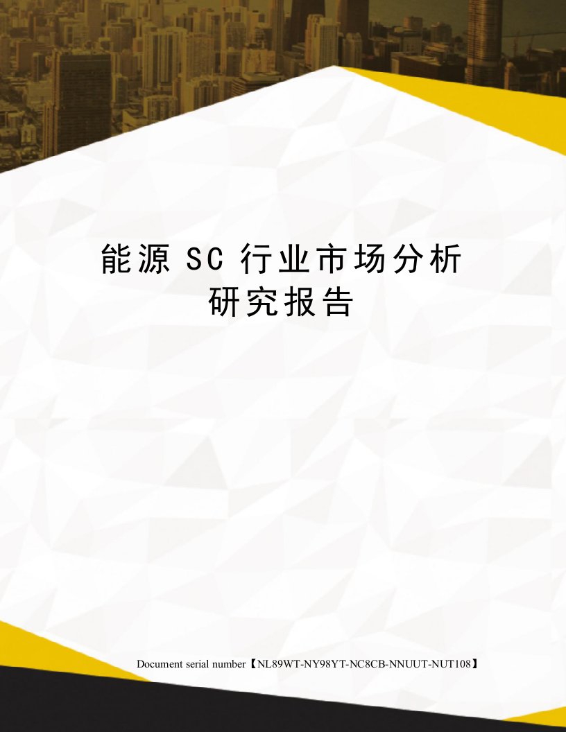 能源SC行业市场分析研究报告完整版