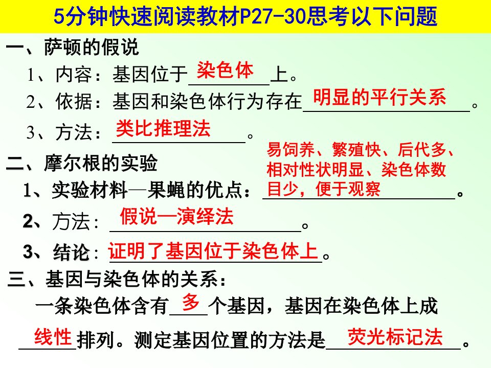 基因在染色体上复习公开课课件