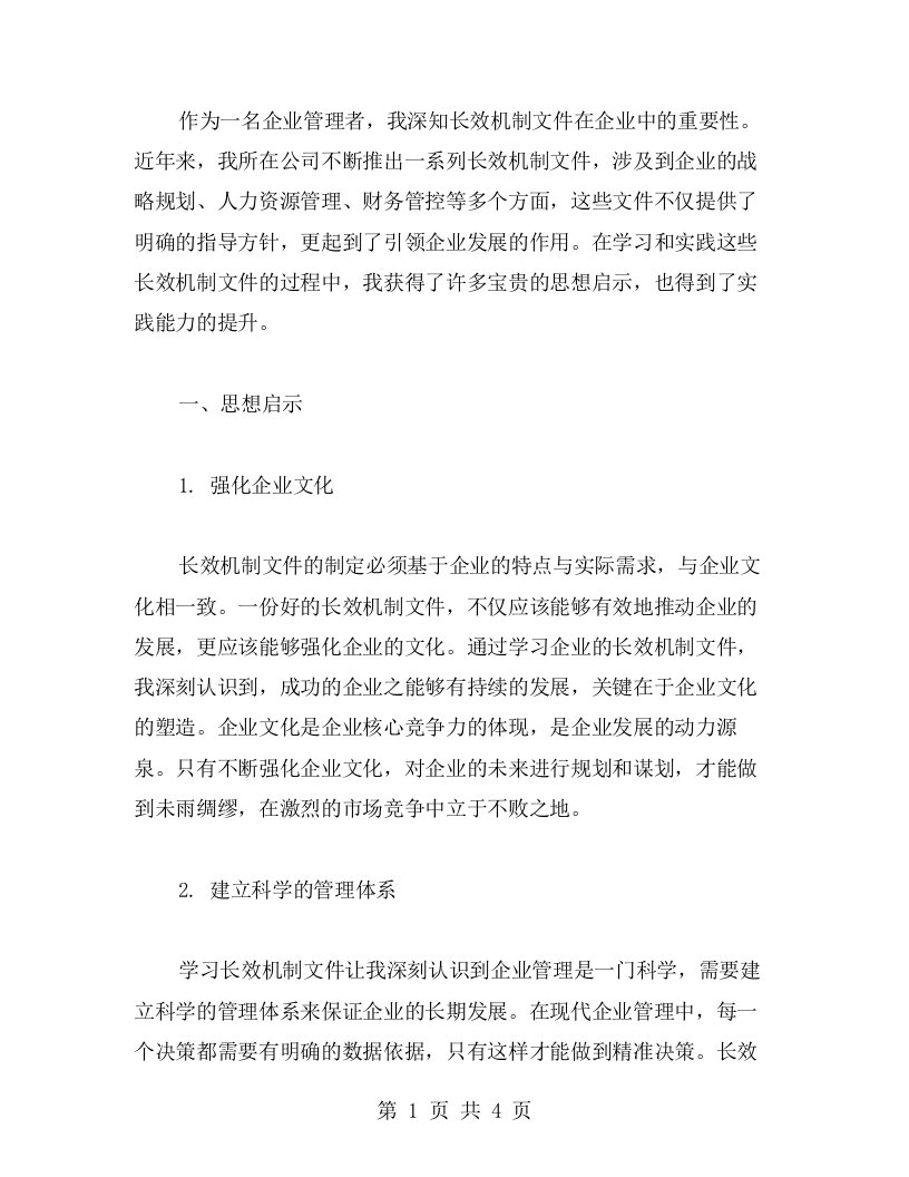 长效机制文件学习感受：思想启示，实践提升