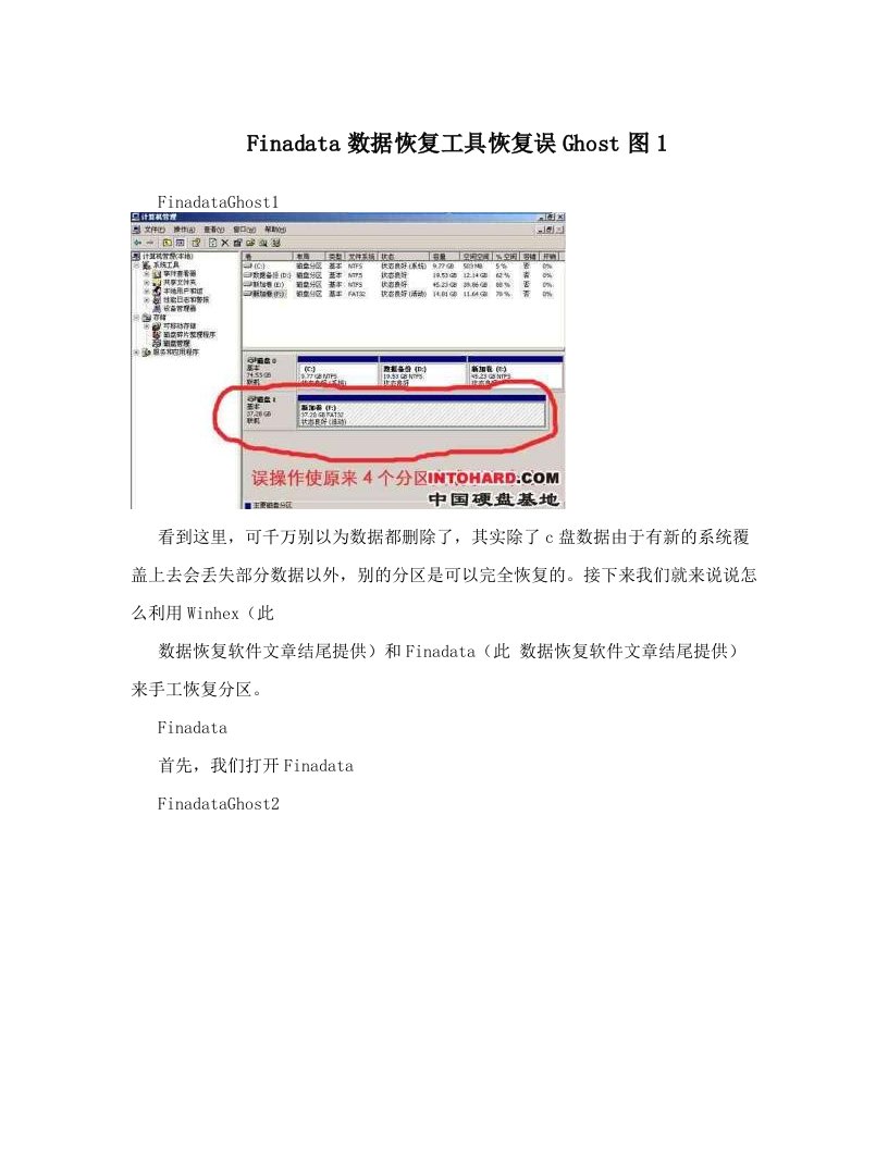 Finadata数据恢复工具恢复误Ghost图1