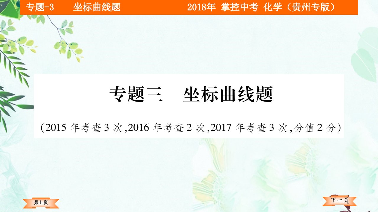 中考化学(贵州)总复习ppt课件：专题-3-----坐标曲线题