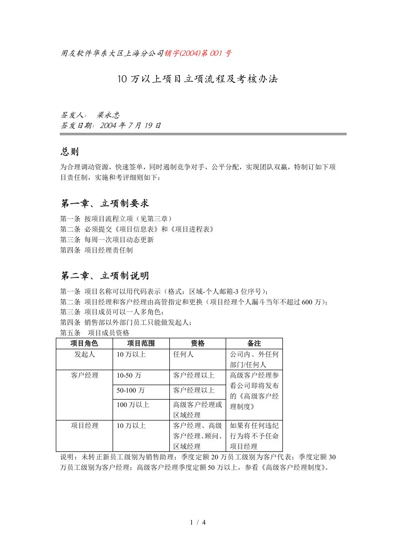 10万以上项目立项流程及考核办法