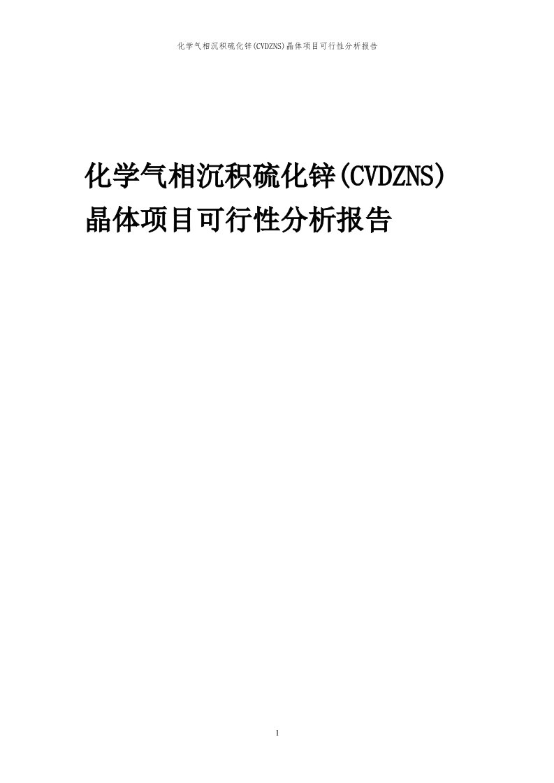 2023年化学气相沉积硫化锌(cvdzns)晶体项目可行性分析报告