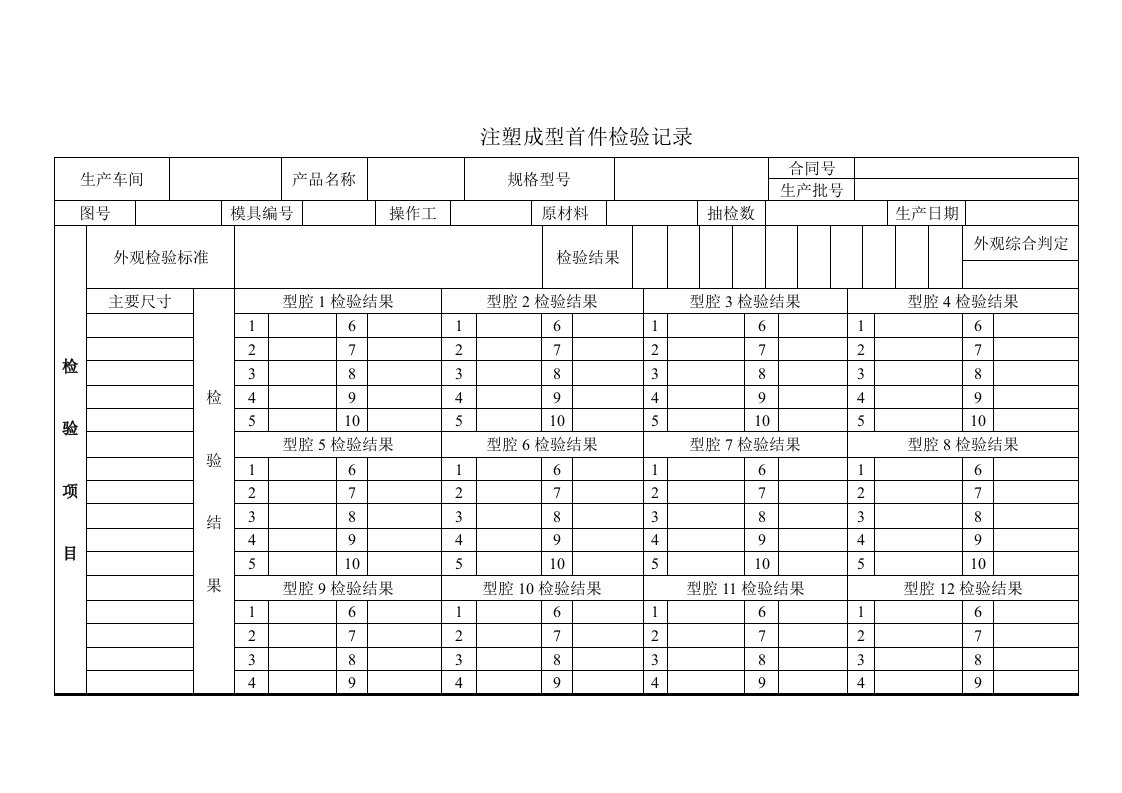 QR8-2-3-03注塑成型首件检验记录