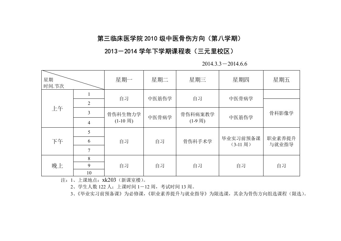 (已修改,红字标出)13-14下学期课程表三院