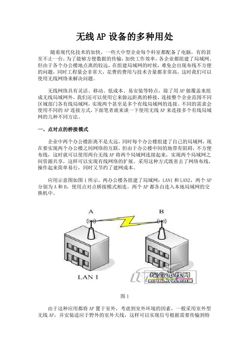 无线AP多种连接使用方式