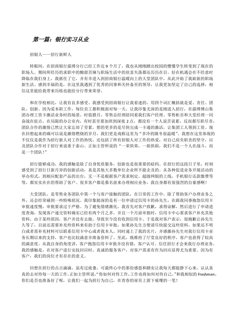 银行实习从业[修改版]