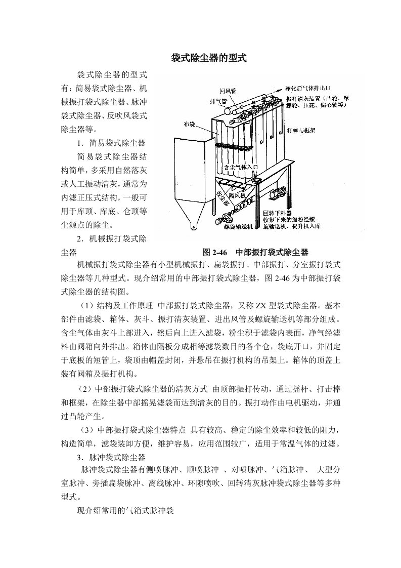 袋式除尘器的型式