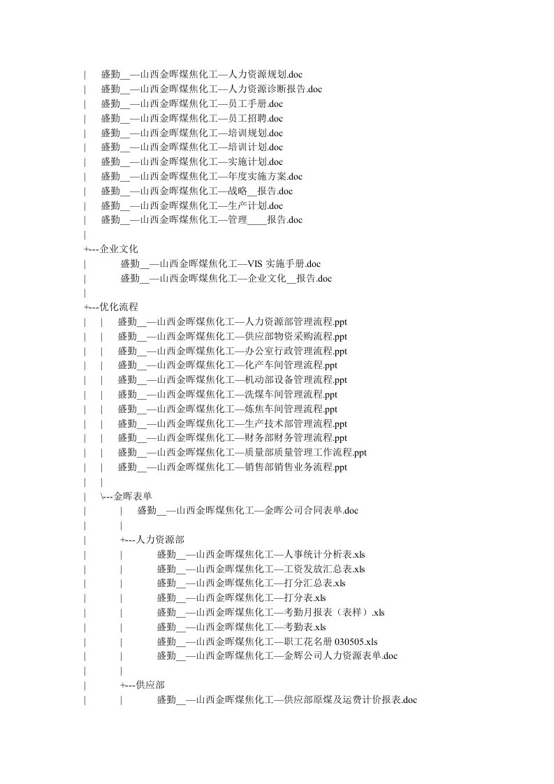 山西金晖煤焦化工有限公司管理提升项目全案