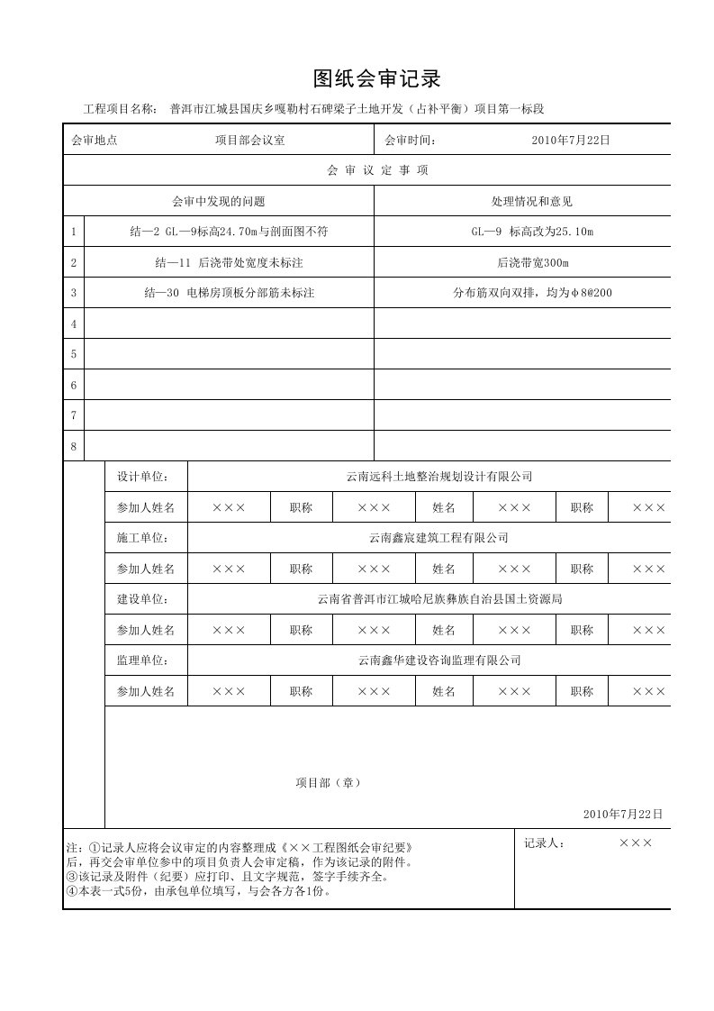 001-土地整理图纸会审记录