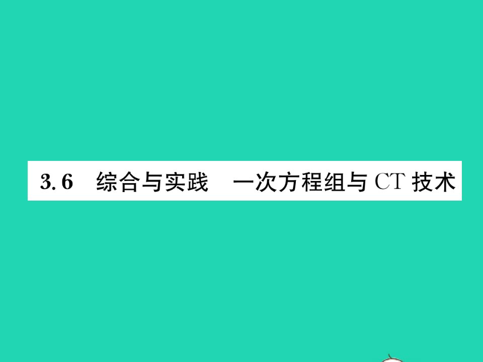 2021七年级数学上册第3章一次方程与方程组3.6综合与实践一次方程组与CT技术习题课件新版沪科版